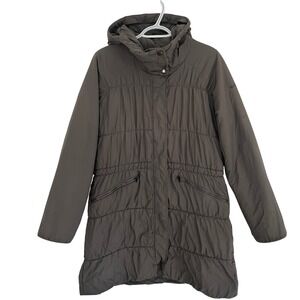 Columbia Thermal Coil Puffer Parka Jacket‎ Coat Gray Hooded Insulated Women LG